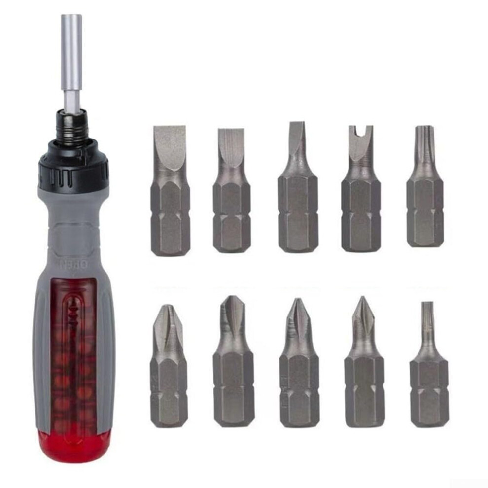 10 In 1 Ratchet Screwdriver Set Magnetic Storage Ergonomic Handle Interchangeable Bits For Repairs 9187378550267