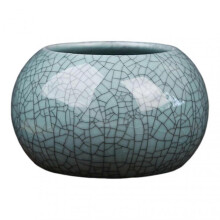 Lotus Bowl Planter - Waterproof Glazed Design for Indoor Bonsai (10.2")