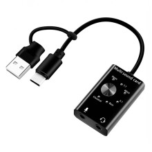 External Sound Card USB2.0 Type C Stereo Microphone Adapter Professional Converter for Laptop Headset PC Speaker