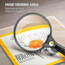 (AA) Extra Large Led Handheld Magnifying Glass With Light - 2x 4x 25x Lens Zoom Lightweight Shatterproof Magnifiers