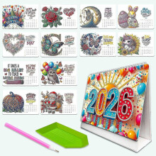 (A) 2026 Standing Desk Calendar DIY Diamond Art Painting Monthly Flip Desktop Calendar with To Do List Calendars Planner for Home Office