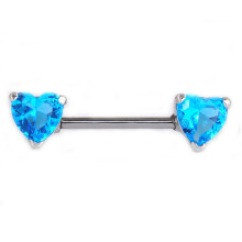 Lake Blue Heart Nipple Barbells for Sensitive Skin, Nickel and Lead Free Comfortable Piercing Jewelry, Hypoallergenic Surgical Steel Bar with Classic