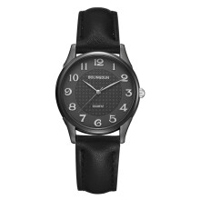 Orologio da polso analogico da uomo, orologio con lente in cristallo minerale temprato e cinturino in pelle impermeabile, orologio elegante con