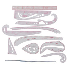Complete en voordelige set flexibele, buigbare linialen, metrische naailinialen, Franse curve patroonlinialen, duurzame kunststof met duidelijke