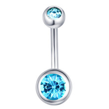 Piercing do pupíku bez obsahu niklu, hypoalergenní piercing do pupíku bez obsahu olova s dvojitým kamínkem, lehký, pohodlný, zaoblený,