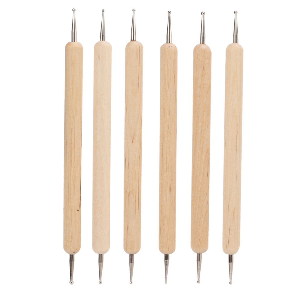 Dotting Tools for Nail Art Embossing Pattern Clay Sculpting Double Ends Engraving Stylus Double Sided Wooden Handle Set with Precision Writing Design