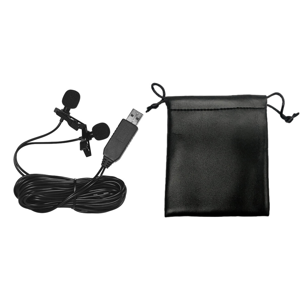 Andoer 4.5M Usb Dual-Head Omnidirectional Lavalier Microphone For Pc & Video Recording 8781382798465