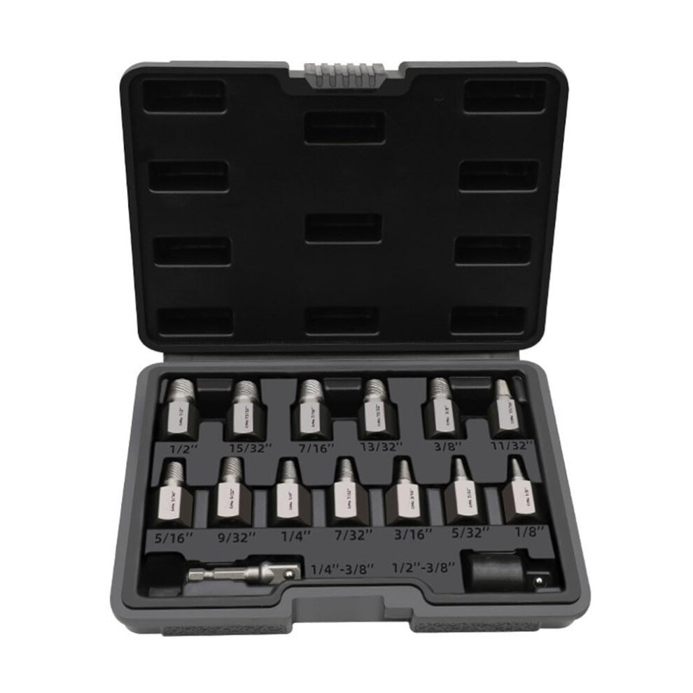 15Piece Screw Extractor Socket Set Doublehead Design Multisize Chrome Steel Bolt Removal Tool Kit With Adapters 9347817769517