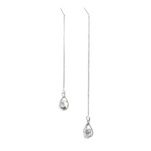 Oorbellen met lange ketting voor dames, druppelvormige kubische zirkonia met nikkelvrije metalen constructie, lichtgewicht roestvrije asymmetrische