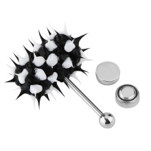 Anello vibrante per lingua in gomma siliconica con bilanciere in acciaio chirurgico, micro massaggiatore a batteria per momenti intimi, prestazioni