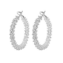Hoop Earrings for Women, 925 Sterling Silver Round Hoop Earrings with Star Shape Decor, Big Hoop Design Lightweight and Comfortable Earrings, Sparklin