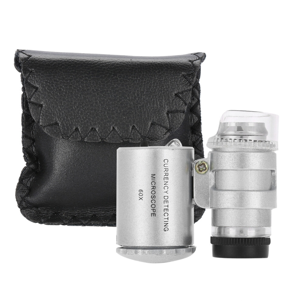 Compact Magnifier with Lights, Jewelry Inspection Tool featuring Mini Magnifying Glass, Portable Microscope with LED & UV Illumination for Reading