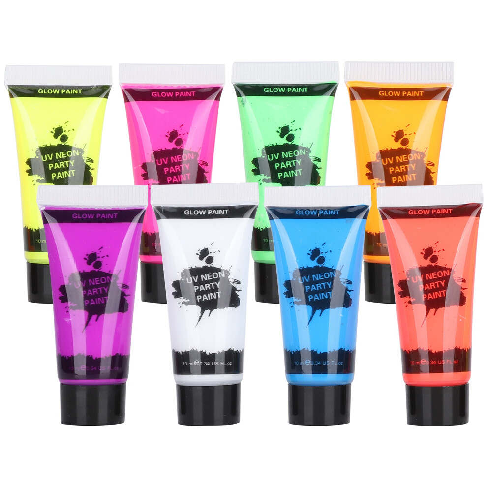 UV Body Paint Glow Makeup Kit Blacklight Reactive Neon Face And Body Paints Safe For Sensitive Skin Water Activated Non Toxic High Pigmented