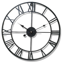 Garden Clocks Outdoor Metal Roman Numeral Wall Clocks, Retro Iron Round Face, Black Gold Weatherproof Large Garden Clock