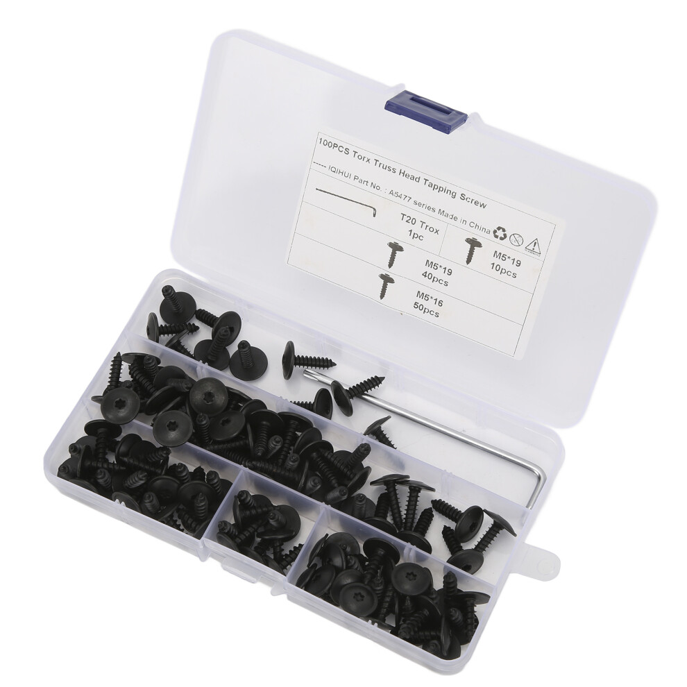 100Pcs M5x16/19Mm Car Mudguard Screws Set Manganese Steel For A1 A3 A4 6901377247071