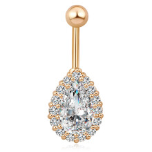 CZ magepiercingsmykker for navlen, CZ magepiercingsmykker enkelt design, hypoallergenisk dråpeformet magering med zirkondekorasjoner, lettvekt