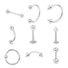 Professionella piercingsmycken, conch piercingsmycken med invändig gänga, hästskoseptumring, titanläppringar med kirurgiskt stål för läppar