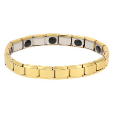 Italienskt berlockarmband för kvinnor och män, modulära länkar i rostfritt stål med magnetisk armbandsteknik, hypoallergent smycke i titanstål
