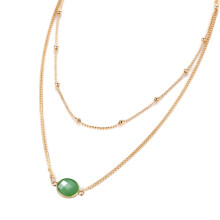 Halsband med hänge i natursten och dubbelkedja, handgjorda smycken, justerbar längd, hypoallergent material, pläterat lager, premiumfinish för