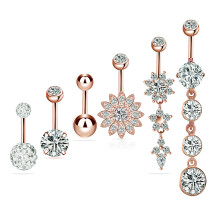 Hängende Bauchnabelpiercings für Damen, roségoldene Bauchnabelpiercings aus 14G Edelstahl, hypoallergen
