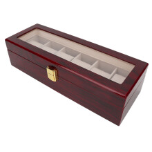 Wood Material Watch Case with Metal Hinge, Watch Display Box with Glass Top and Anti-Slip Lining, Shockproof Large Capacity Organizer for Watches and