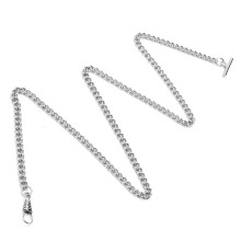 Men's Albert Chain for Pocket Watch, Fashion Accessory with T Bar Clasp, High Polished Metal Vest Chain for Waistcoat or Belt, Vintage Style Watch Cha