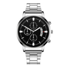 Orologio cronografo da uomo con datario, design business casual, bracciale in acciaio inossidabile e movimento al quarzo per una misurazione del