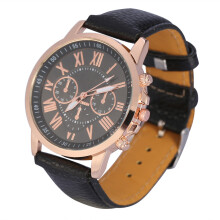 Roman Numeral Watch for Everyday Use, Business Casual Quartz Watch with Leather Band and Analog Display, Waterproof Classic Design Wristwatch Featurin