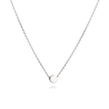 Adjustable Chain Choker Necklace, Hypoallergenic Dainty Minimalist Jewelry Sterling Silver Layering Necklace with Small Round Polka Dot Pearl Charm, G