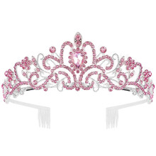 Prinsessenbruidstiara, kristallen kroon met kammen, elegante bruidshoofdband voor vrouwen, sprankelende strass-hoofdtooi, verjaardagskroon, P005