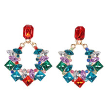 Vintage Art Deco oorbellen uit de jaren 1920 voor dames, opvallende oorbellen met glitterstrasssteentjes en een kleurrijke kristallen cluster in