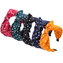 Modieuze dameshaarbanden, puur handgemaakte strik met stippen en kruisknoop, hoogwaardige stof in vintage kleuren, verstelbare maat voor alle