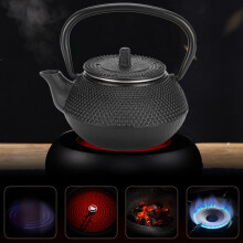 Teekanne mit Sieb, japanischer Teekessel aus hochwertigem Gusseisen, gusseiserne Teekanne mit Emaillebeschichtung für optimale Wärmespeicherung,