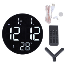Wall Clock Desk Clock Digital Alarm Clock Temperature Display Auto Dimming USB Powered Long Cable Modern Design Quiet Operation For Classroom Gym
