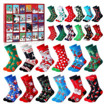 (C) 2025 Xmas 24 Pairs Socks Advents Calendar Christmas-Themed Unisex Socks for Holiday Morning Excitement