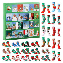 (E) 2025 Xmas 24 Pairs Socks Advents Calendar Christmas-Themed Unisex Socks for Holiday Morning Excitement