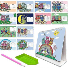 (Owl) Diamond Painting Calendar 2026, Diamond Painting Desk Calendar for Standing, Diamond Painting Christmas Desk Calendar, Christmas Gift