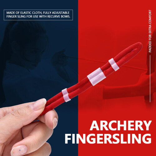 Fully Adjustable Red Finger Sling for Recurve Bow Accessories - M 2