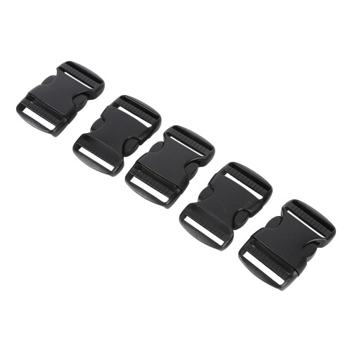 5X Plastic Dual Adjustable Buckles for Backpack Straps 38mm Black Replacement 1