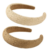 Comoda fascia in fibra di lafite, fascia larga alla moda, fascia imbottita bohémien per donna, elegante copricapo in rafia ideale per la spiaggia e