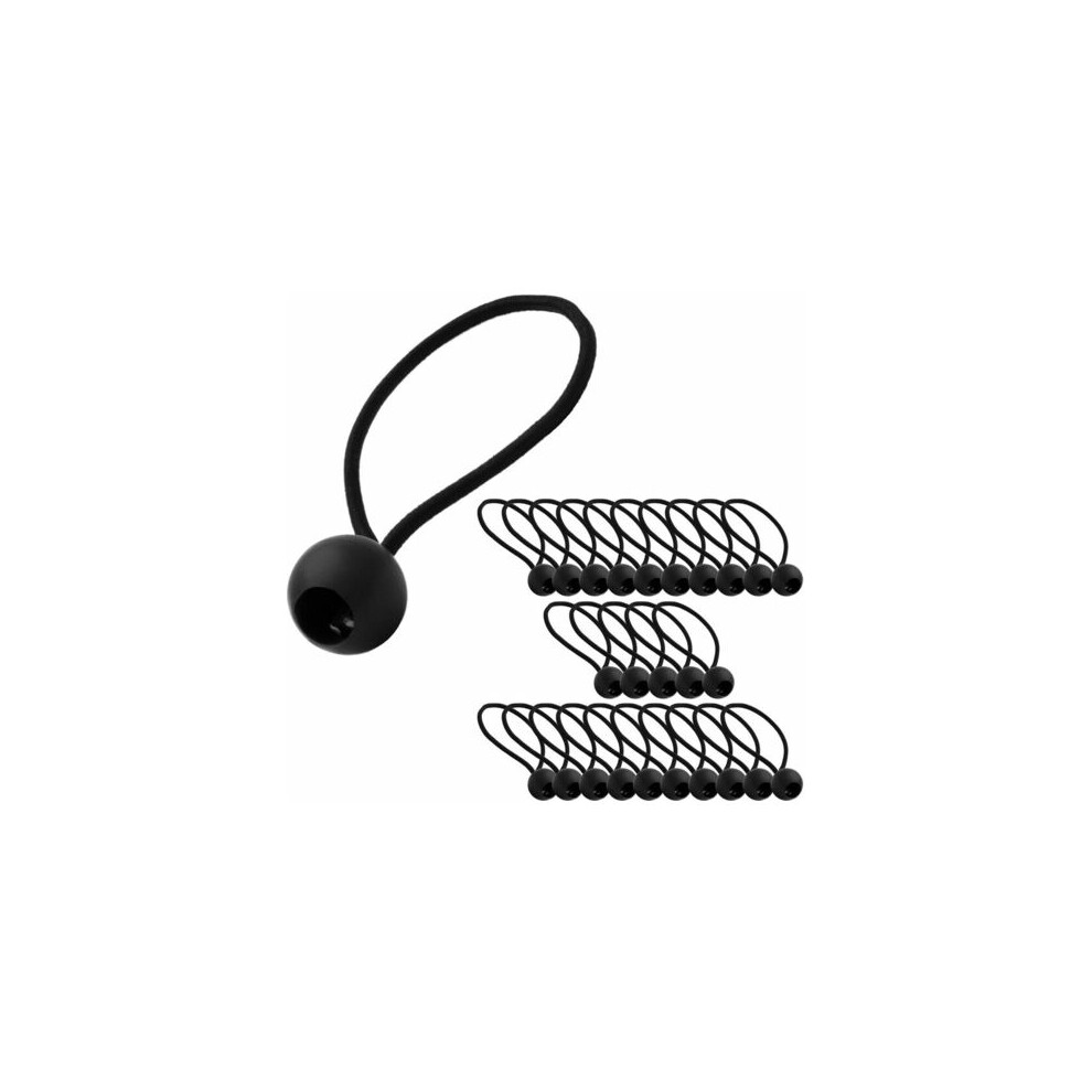 Flexible Bungee Straps With Loop And Ball Design, Perfect For Camping And Cargo Securement, Weather Resistant, Black, Loop Length 12.5 Cm, Ball Diamet 9335627816750