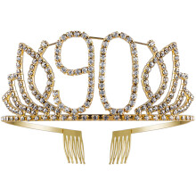 Rhinestone Embellished, Birthday Crowns for Sparkling Party Wear, Classic Design Lightweight Tiara, Princess Crown with Flexible Metal Frame, Free Siz