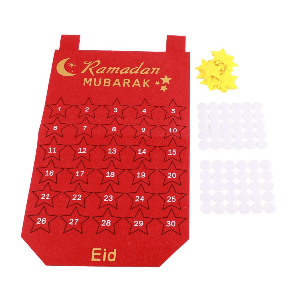 Reusable Ramadan Calendar With Stars Islamic Festive Countdown Wall Decoration Advent Calendar For Kids Durable Non Woven Fabric For Eid Mubarak