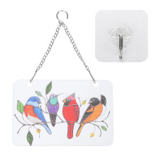 Flerfarget fugler på trådornament i farget glass, hengende dekor, fugletema-design, inkluderer kjede for oppheng av metallvindusdekor, premium