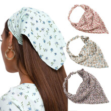 Faixas de cabelo femininas estilo boêmio com estampa floral, delicadas faixas de chiffon com fita ajustável, absorventes de suor para atividades