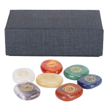 Reiki Healing Crystal Set Chakra Balancing Stones Engraved Natural Quartz Meditation Energy Cleansing Spiritual Awareness Aura Positive Energy