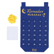 Gjenbrukbar Ramadan-kalender med stjerner Islamsk festlig nedtelling Veggdekorasjon Adventskalender for barn Slitesterkt ikke-vevd stoff til Eid