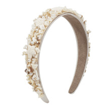Comfortabele parelhaarband, zomerse haarband met gekleurde kristallen voor dames, luxe stoffen haarband voor volwassenen met handgemaakte