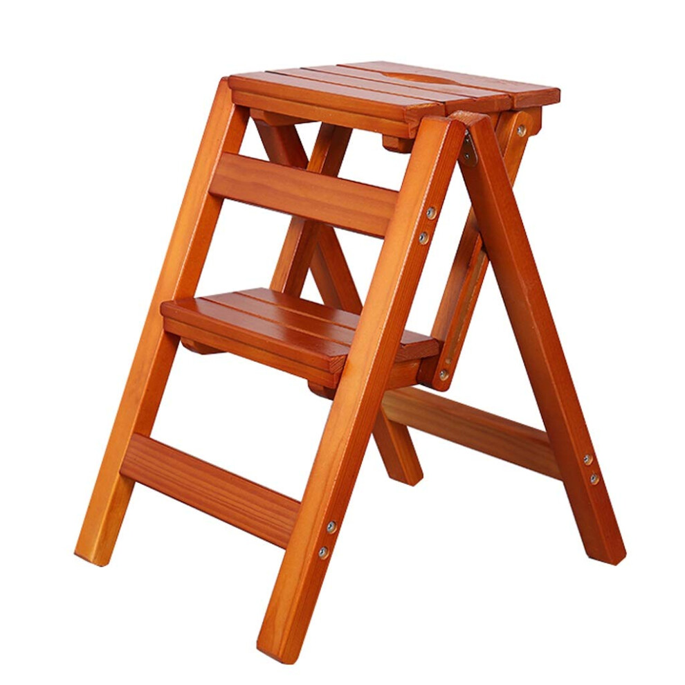 Wooden Ladder Chair Folding 2Step Ladder Stool, Multifunction Stepladder For Kitchen, Office, Library, Max 150Kg 9199774178242