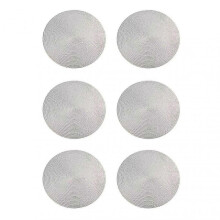 6 Pcs Round Placemats 38x38cm Heat Insulation Anti Scald Scratch Proof Elegant Silver Table Mats for Kitchen